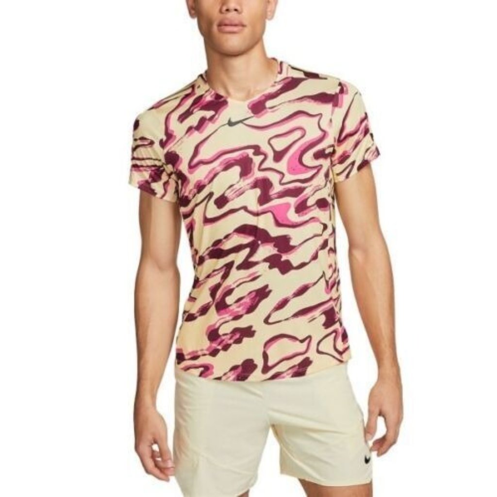 Nike Court Drifit Advantage Printed Tennis Slim Shirt Alabaste Medium Dr5654-744